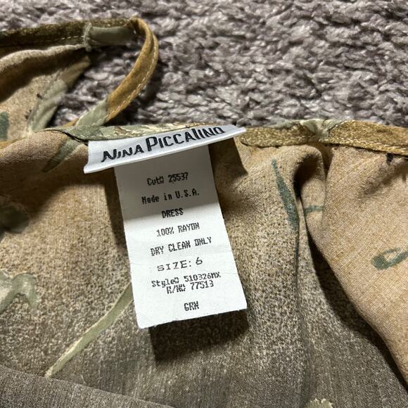 Vintage Nina Piccalino Dress Rayon 80s 90s Size 6 Floral Print Made in USA - Picture 3 of 7